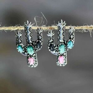 Vintage Stud Cactus Earrings Women's Jewelry, Beautiful Chic Southern Gift